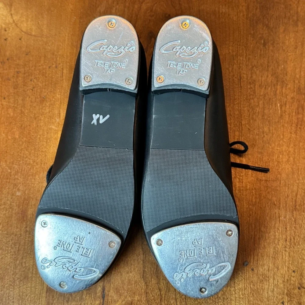 Capezio Fluid Tap Shoes Kids Size 8W Black Excellent‎ Tele Tone Taps E25